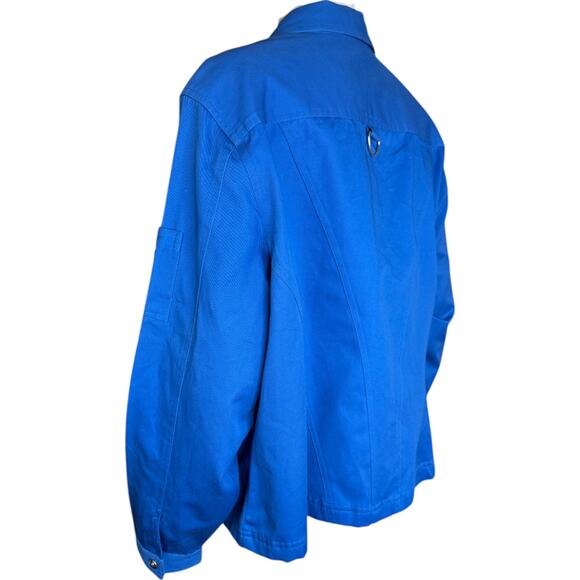 Bechamel Women's XL Blue Lightweight Button-Front Long Sleeve Jacket 100% Cotton - Picture 7 of 13